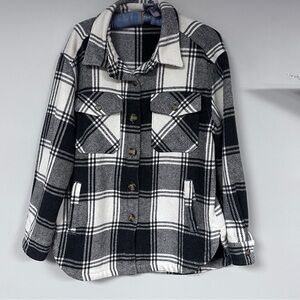 Member's Mark Pockets Button Up Plaid Heavy Weight Shacket, Shirt Jacket, M